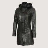 Lisa Womens Black Hooded Coat